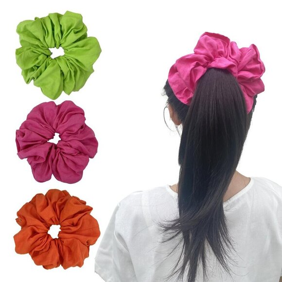 Giant Linen Scrunchies Oversized Hair Ties for Bun Ponytail Girls Women main image 7